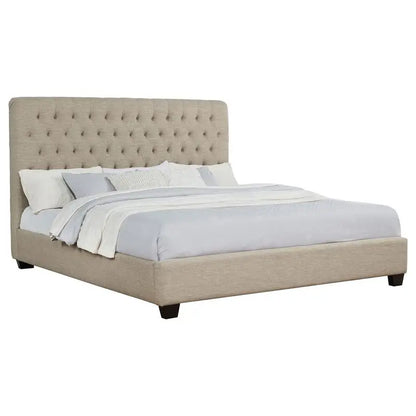 Copper Oatmeal Upholstered Eastern King Bed Frame