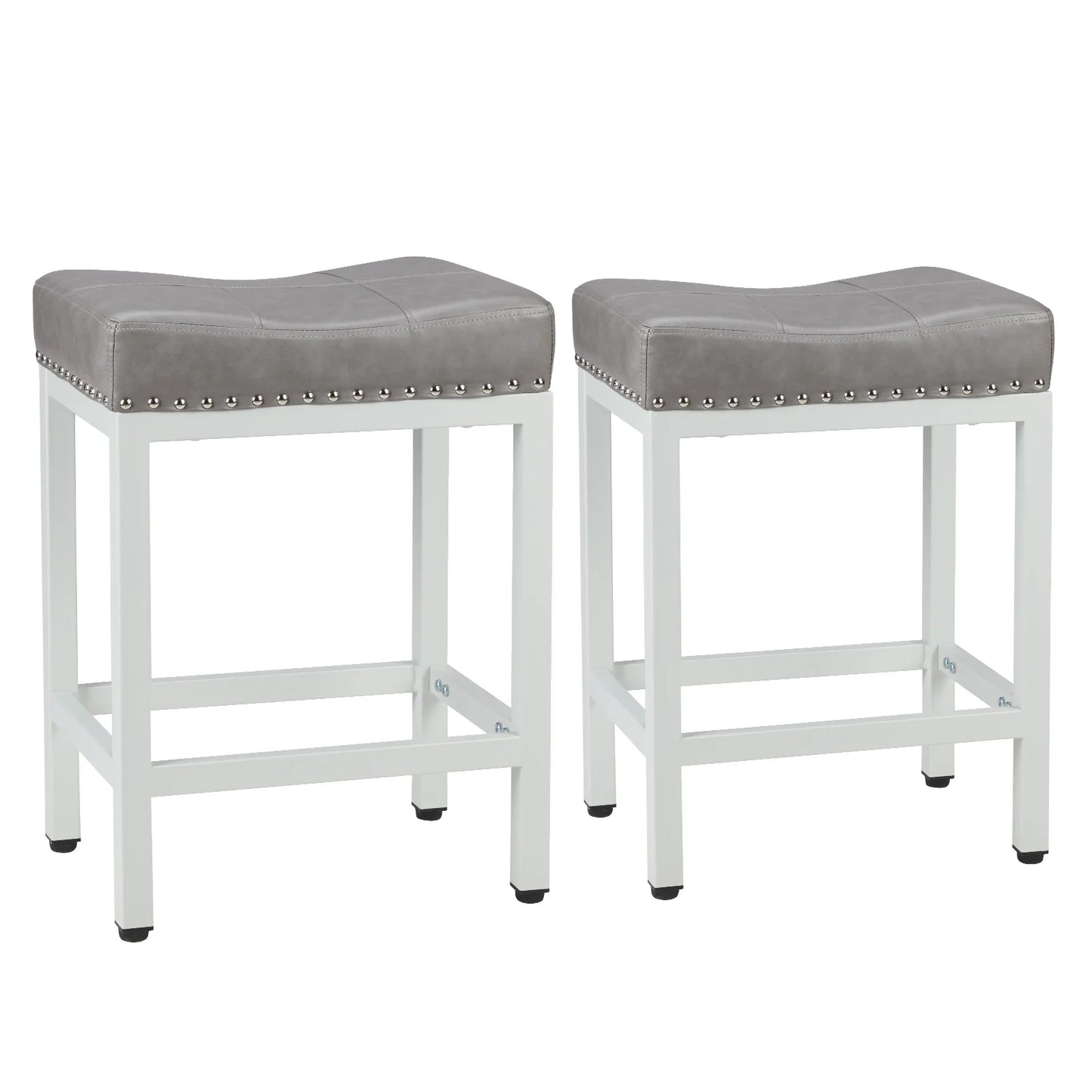 Bar Stools Saddle-Style Pu Leather Upholstered Chair Counter Height Bar Stools with Metal Base Saddle Stools For Kitchen