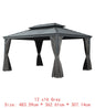14x24 Hardtop Gazebo, Upgraded Metal Canopy with Drainage, Dual-Layer Galvanized Steel Roof, Includes Curtains & Netting,