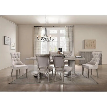 Reclaimed Gray Finish 7-Piece Dining Room Set with Chairs and Table