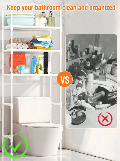 1pc Multi-Functional Thick Steel Pipe Bathroom Toilet Storage RackShelf For Washing Machine,Toilet Rack 3 Layers Of Storage Rack