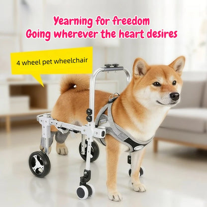 Upgraded Lightweight Extendable Adjustable Four Wheel Dog and Cat Wheelchair for Hind Limb Rear Leg Support Pet Mobility Aid