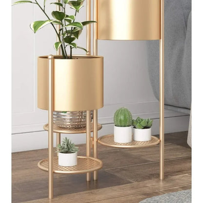 Plant Stand, 6 Tier 6 Potted Indoor Gold Flower Pot Stand Holder Shelf, Foldable Decorative Display Rack for Multiple Potted