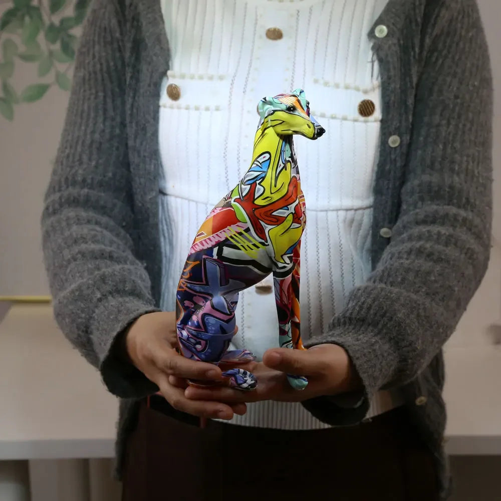 Modern Creative Painted Colorful Greyhound Doberman Decoration