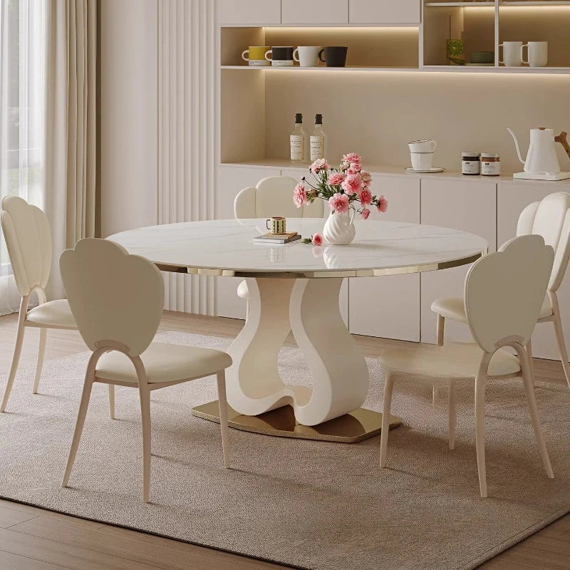 Design Luxury White Dining Table 6 Person Modern Nordic Round Dining Table Living Room