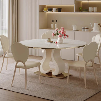 Design Luxury White Dining Table 6 Person Modern Nordic Round Dining Table Living Room