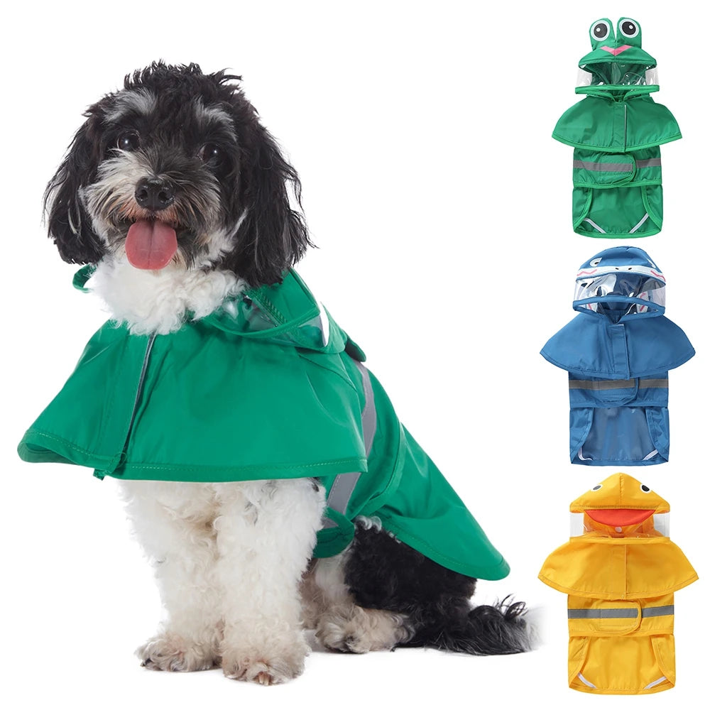 Fashionable Reflective Pet Dog Raincoat Cute Animal Raincoat Pet Hooded Waterproof Jacket Clothes Dog Clothes for Big Dogs