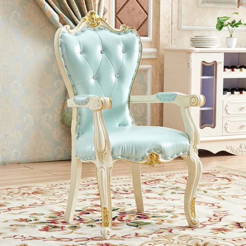 European Solid Wood Dining Chair Princess Lazy Throne Luxury Lounge Chair Fashion Butterfly Ergonomic Muebles Entrance Furniture