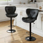 Ergonomic Faux Leather Dining Chairs Set of 2 Adjustable Upholstered Swivel with Curved Backrest Metal Legs For Kitchen