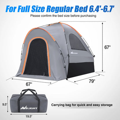 Nilight Truck Bed Tent, Pickup Tent 2 Person Waterproof PU2000mm Double Layer for Full Size Truck Camping Outdoor Travel, 8-8.5FT / 5.2-5.8 FT / 6.4-6.7 FT, Portable Pickup Camping Tent for Outdoor Road Trip Adventure