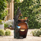 LuxenHome 30 Inch Tall Outdoor Water Fountain, Rustic Pot and Tree Trunk Cascading Waterfall Fountain Outdoor and Indoor with LE