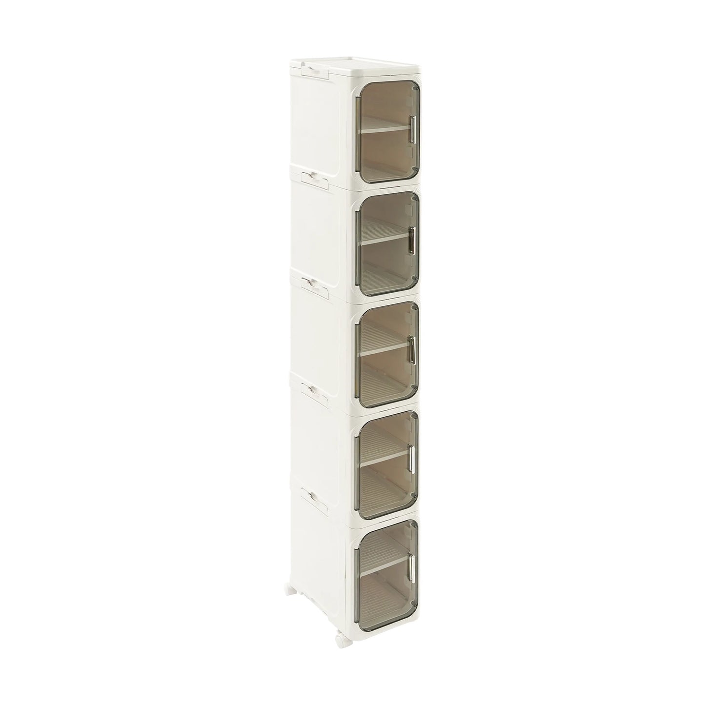 5-Tier Tall Narrow Storage Cabinet Slim Storage Cabinet with Wheels for Small Space, Bathroom, Kitchen, Laundry