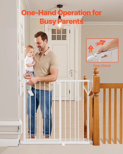 SucceBuy  Gate 28/30/36 Inches High Dog Gate Easy Step Walk Thru Child Pet Security Pressure Mount Kit Wall Cups Doorways