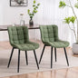 Pair of Modern Olive Green PU Leather Dining Chairs with Metal Legs for Kitchen and Dining Room