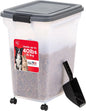 Dog Food Storage Container 40 lbs, Attachable Wheels, & Included Scoop, for Dog Cat Birds and other Pets, Food Storage Bin, Keep