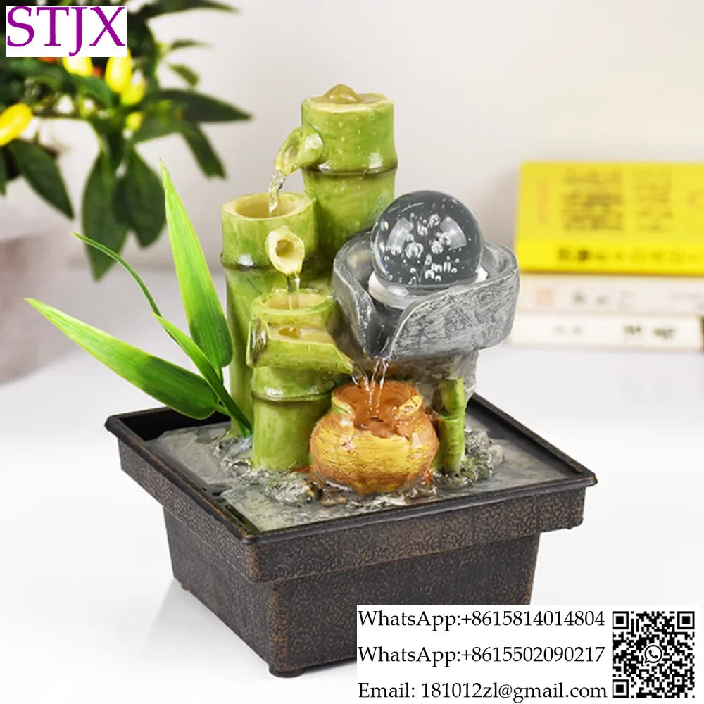 Feng Shui Wheel Circulation Flowing Water Generates Wealth Ornament  Desktop Creative Small Fountain Humidifier Decoration Gift