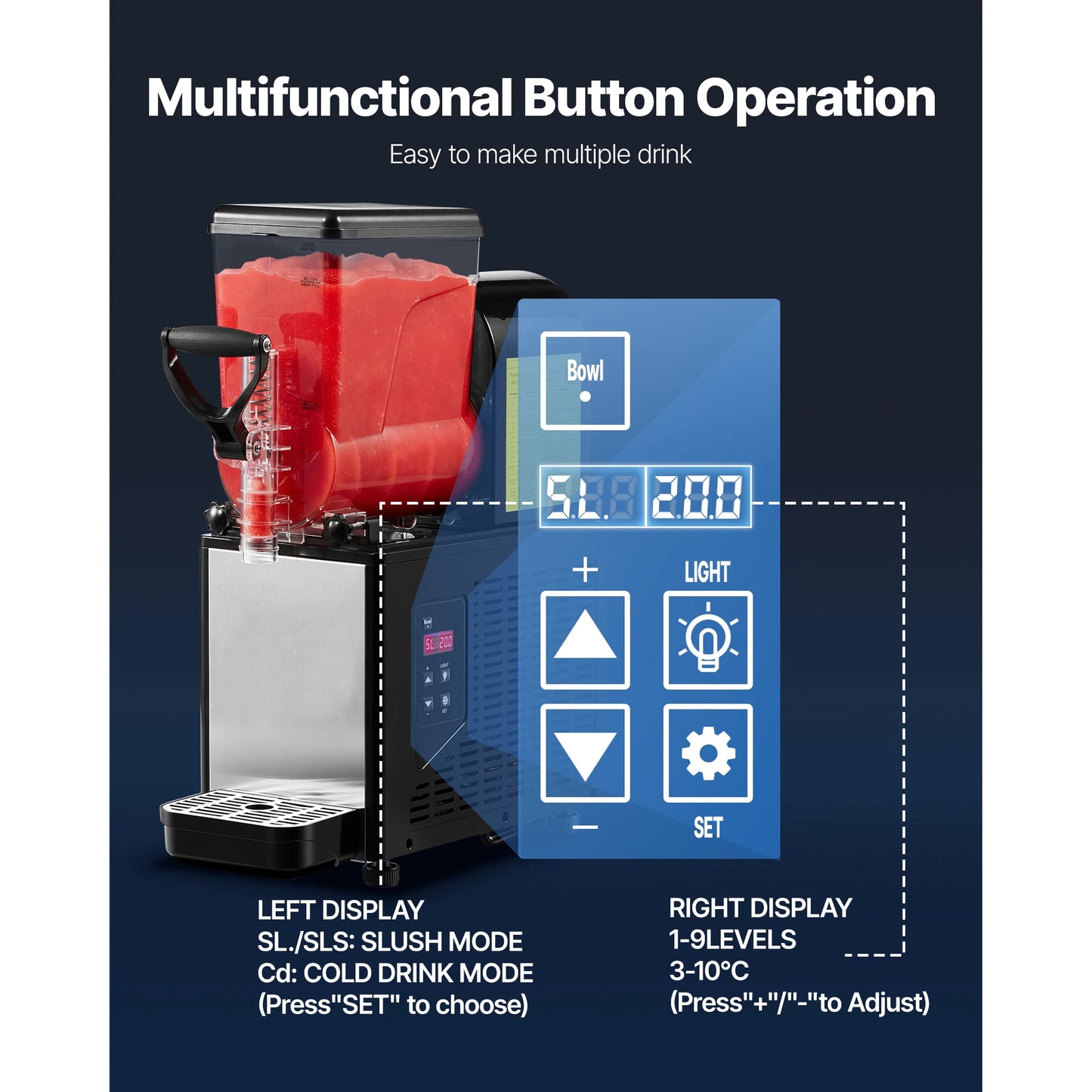6L/1.6Gal Slushie Machine Commercial Slushy Maker Frozen Drink Maker w/ Self-Cleaning for Restaurants Bars for Slushie