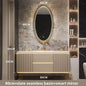 Luxury Bathroom Vanity Cabinets Set Modern Slate Single Double Basin Nordic Oak Storage Bathroom Drawer Slab Sink Mirror Cabinet
