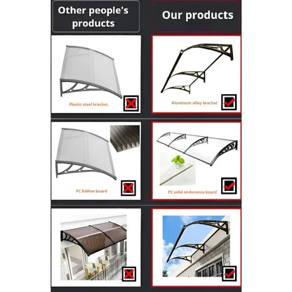 Door Window Awning Big Size PC Board Cover Outdoor Patio Canopy Sun Shelter Window Eaves Rain Cover Awning Aluminum Pergola