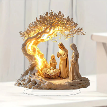 1Pc Easter 2D Nativity Scene Figurine Tabletop Decor Nativity Figurines Set Home Decoration Church Gift