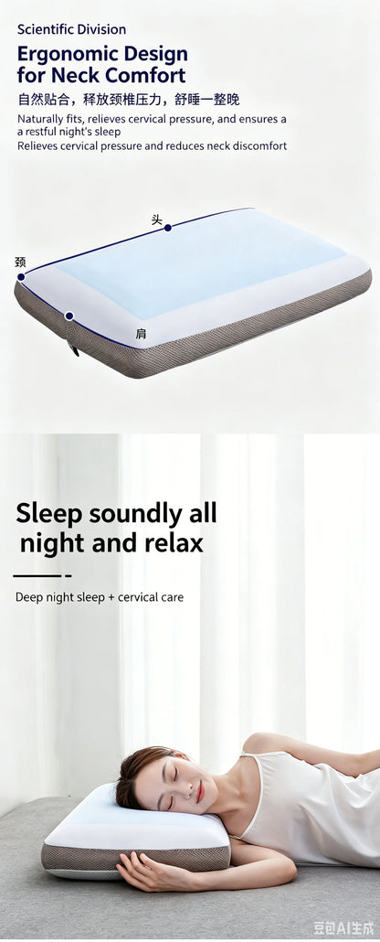 Cooling Gel Memory Foam Contour Pillow, Wave Cervical Support Orthopedic Bed Pillow for Neck Pain, Summer Breathable Sleeping Pi