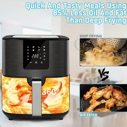Large Air Fryer, 1500W 7QT AirFryer Cooker, Adjustable Temperature 100-400°F, 8 Presets Menu, Digital Touch Screen, Nons