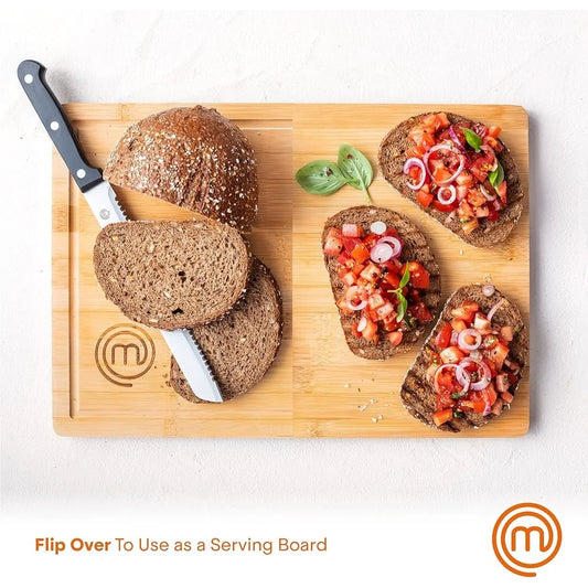 Extra Large Bamboo Cutting Board Double Sided Kitchen Chopping Board With Juice Rim Food Safe Natural Organic Surface