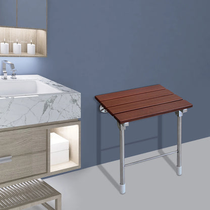 Wooden Wall Mounted Shower Chair, Folding Bathroom Shower Seat