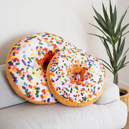 3D Sprinkle Donut Throw Pillow - Made with Super Soft & Ultra Premium Fabric - Cute, Comfortable, Plush Stuffed Doughnut Cake