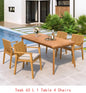 7-Pc Acacia Wood Outdoor Dining Set, 72" Slatted Table & 6 Chairs with Cushions for Patio Garden Dining