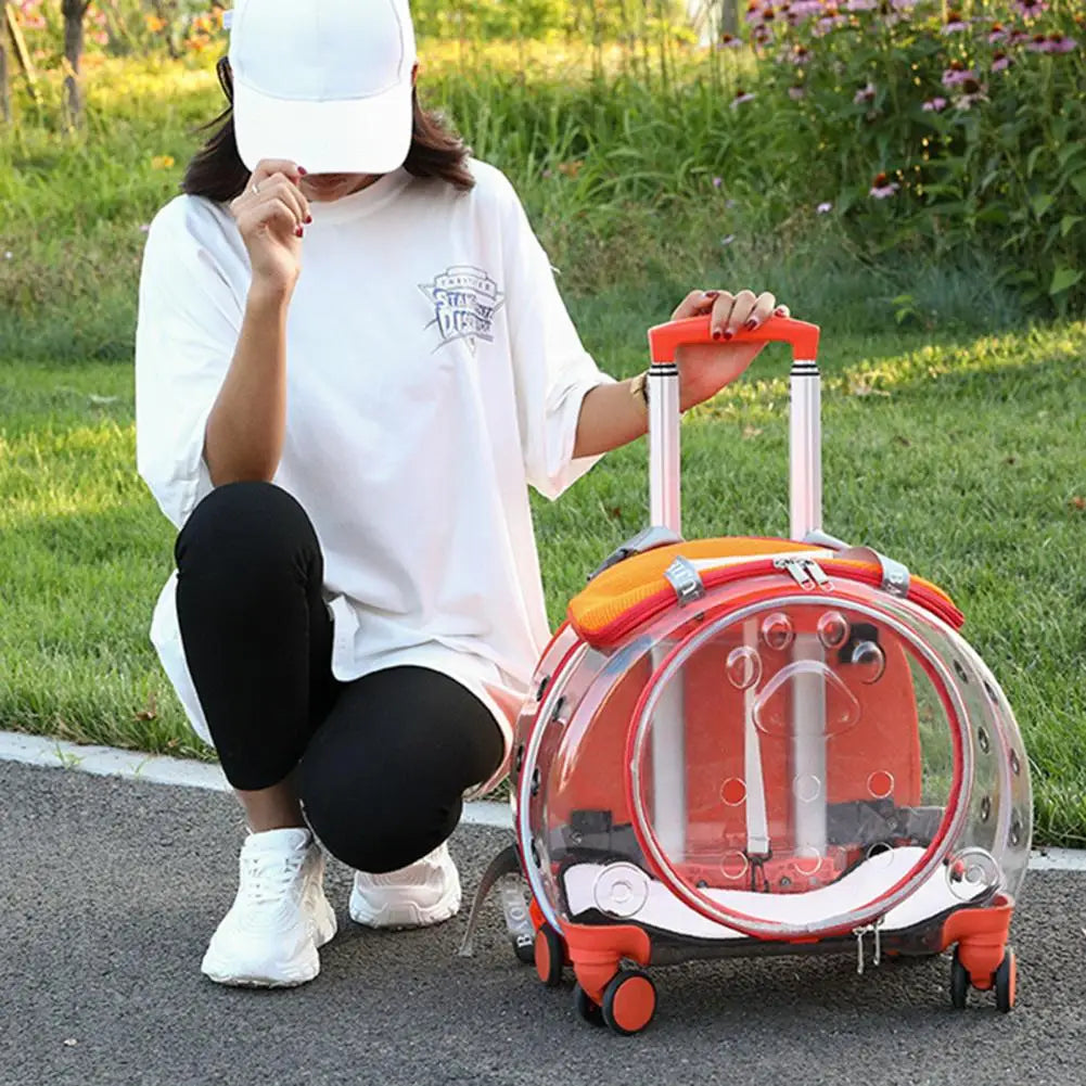 Pet Trolley Case with Ventilation Holes Portable Pet Trolley Case with Ventilation Holes Silent Wheels Travel Backpack for Cats