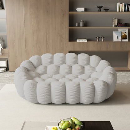 78'' Modern Curved Boneless Sofa Comfy 3D Knitted Fabric Loveseat Couch Football-Shaped Lazy Floor Sofas for Living Room