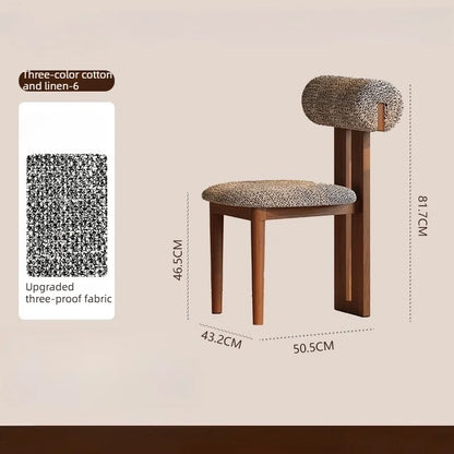 Nordic Solid Wood Dining Chairs, French Retro Style Dining Chairs, Comfortable Fabric Creative Hippo Dining Chairs