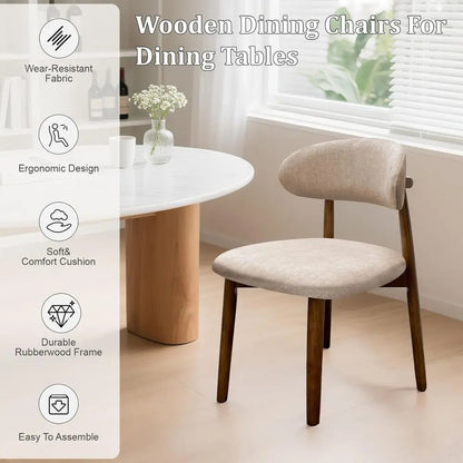Dining Chairs Set o 4,  Upholstered Chairs, Wooden Dining Room Chair with Curved Back or Kitch