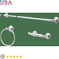 3-Piece Bathroom Accessory Set Chrome Towel Bar Toilet Paper Holder Towel Ring Wall-Mount