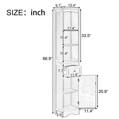 Tall Bathroom Cabinet, Freestanding Storage Cabinet with Drawer, MDF Board, Adjustable Shelf, Grey