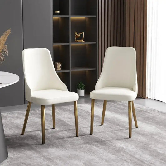 Set of 2 Modern PU-Filled Dining Chairs with Solid Wood and Metal Legs