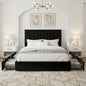 Full/Queen/King Velvet Storage Bed Frame with Adjustable Vertical Channel Headboard,4 Large Drawers, No Box Spring Needed