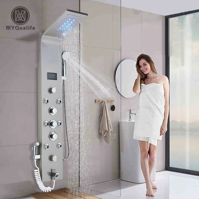 Bathroom Shower Panel LED Rainfall/Waterfall Shower Head