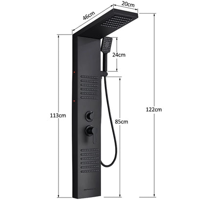 Black LED Shower Panel Tower System Rain Waterfall Shower Column Hydroelectricity Massage Body Spa Bath Shower Faucet Mixer