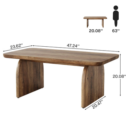 Farmhouse Rectangular Coffee Table, 47.24-Inch Engineered Wood Center Cocktail Tea Table with Sturdy Base