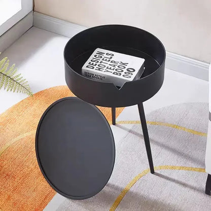 Round Nightstand with Storage - Bedside Table for Bedroom, Small Side Table for Living Room/Balcony