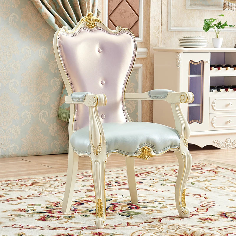 European Solid Wood Dining Chair Princess Lazy Throne Luxury Lounge Chair Fashion Butterfly Ergonomic Muebles Entrance Furniture
