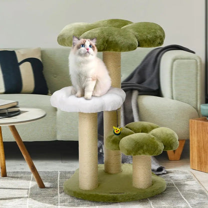 Stylish 35.4 Multi-Level Cat Tower with Scratching Posts for Large Cats, Easy Assembly