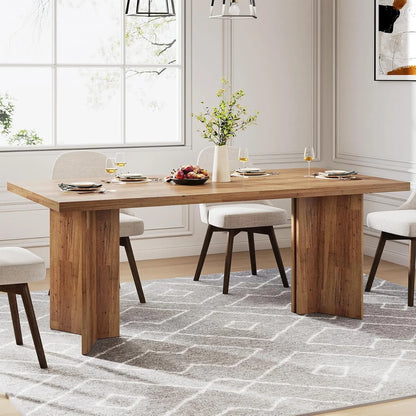 63-inch Dining Table for 4-6, Farmhouse Table with Large Tabletop, Rectangular Eating Table for Dining Room, Living Room