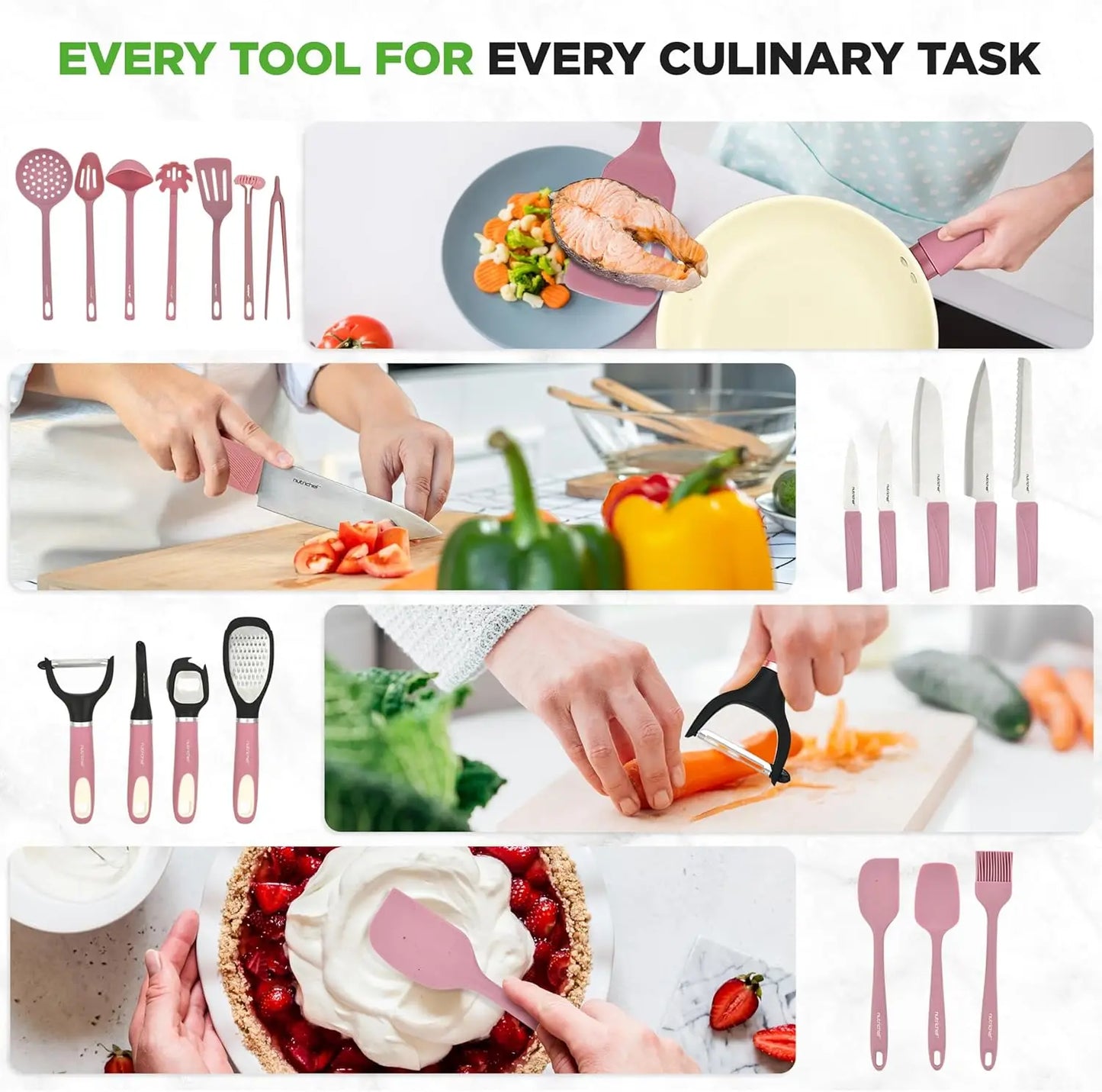 54-Piece Kitchen Cookware Set - Complete Non-Stick Ceramic Pots and Pans Set with Utensils, Bakeware, and Knife Set