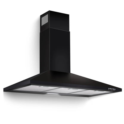 24/36" Black Stainless Steel Range Hood 450 CFM, 3-Speed, LED Light, Under 55dB, Ducted/Ductless 120V