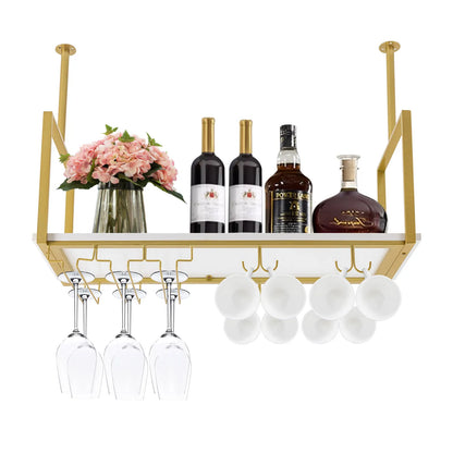 Ceiling Wine Glass Rack Wine Bottles Holder Hanging Stemware Goblet Display