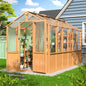 Multiple Sizes Wooden Greenhouse, 6x8~8x16FT Wooden Greenhouse Vent Roof UV Protection for Backyard Garden Patio