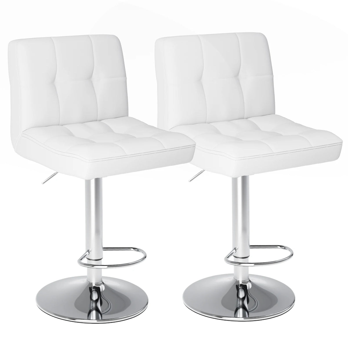 PU Leather Bar Stools Set of 2,Upholstered Counter Height Bar Stools,SGS Certified Gas Gylinder Comfortbale Backrest